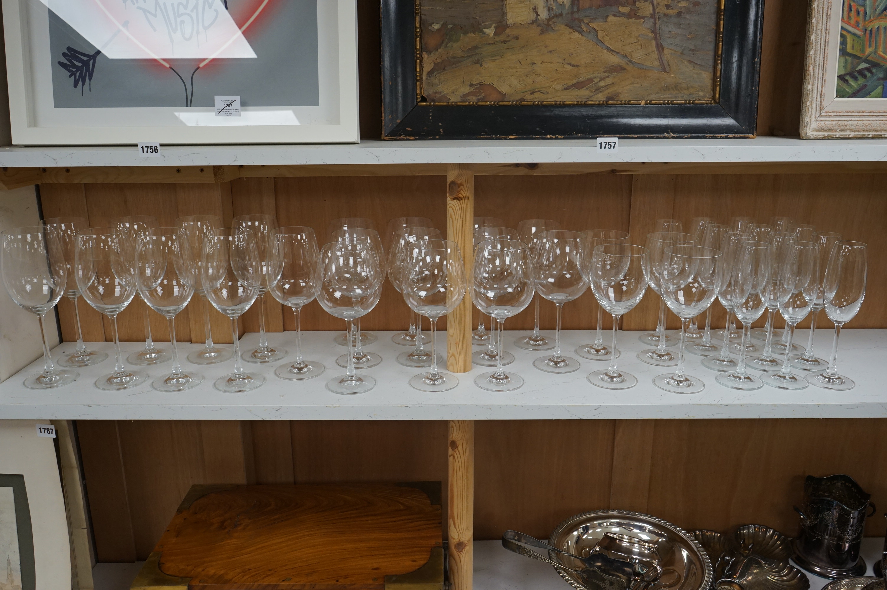 A part suite of Rosenthal di Vino wine and champagne glasses. (37), Tallest glass 25cm high. Condition - good